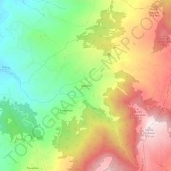 Topografische kaart Soanne, hoogte, reliëf