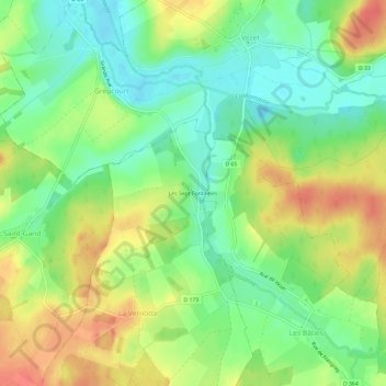 Topografische kaart Les Sept Fontaines, hoogte, reliëf