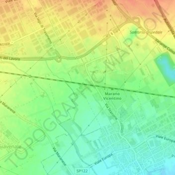 Topografische kaart Località Casoni, hoogte, reliëf