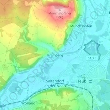 Topografische kaart Premberg, hoogte, reliëf