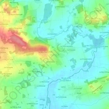 Topografische kaart Quelneuc, hoogte, reliëf