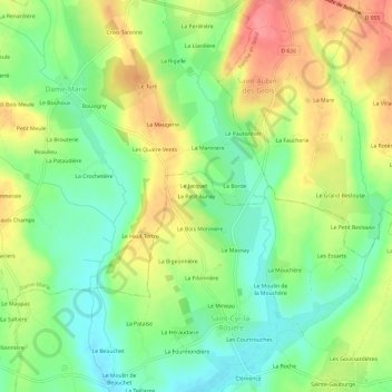 Topografische kaart Le Petit Aunay, hoogte, reliëf