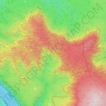 Topografische kaart Bonbon, hoogte, reliëf