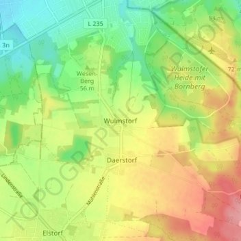 Topografische kaart Wulmstorf, hoogte, reliëf