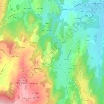 Topografische kaart Le Pic, hoogte, reliëf