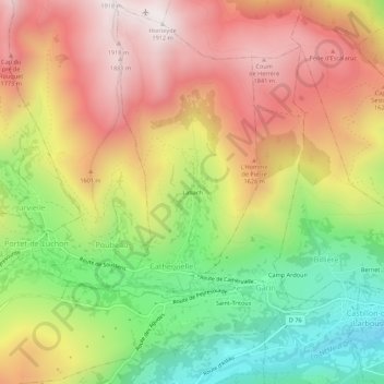 Topografische kaart Labach, hoogte, reliëf