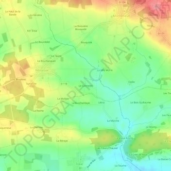 Topografische kaart Le Cormelet, hoogte, reliëf