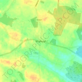Topografische kaart Moylough, hoogte, reliëf