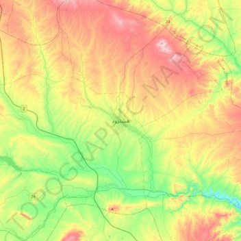 Topografische kaart Hashtrud, hoogte, reliëf