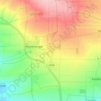 Topografische kaart Kirchengel, hoogte, reliëf