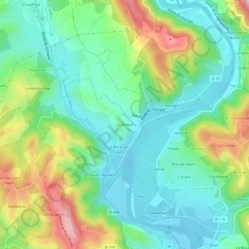 Topografische kaart Le Battut, hoogte, reliëf