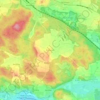Topografische kaart Fürmoosen, hoogte, reliëf