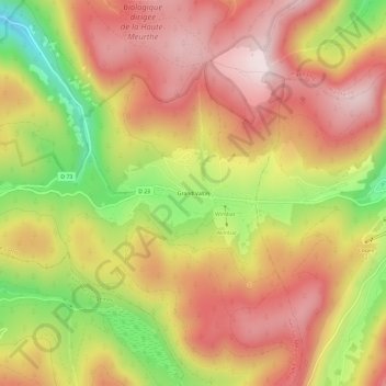 Topografische kaart Grand Valtin, hoogte, reliëf