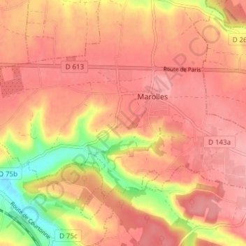 Topografische kaart La Vardière, hoogte, reliëf