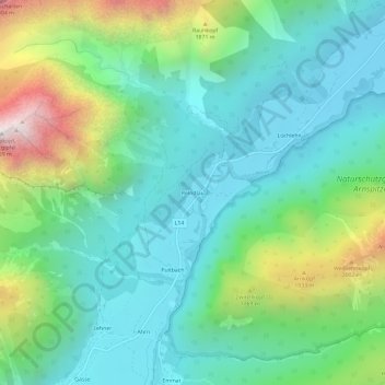 Topografische kaart Reindlau, hoogte, reliëf
