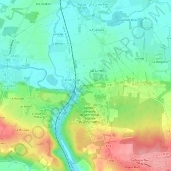 Topografische kaart Le Rocher, hoogte, reliëf