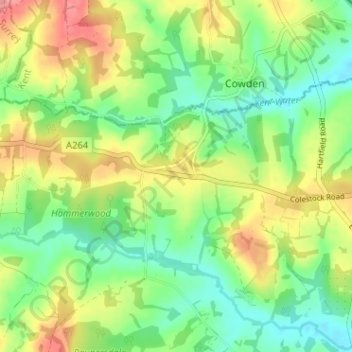 Topografische kaart Holtye, hoogte, reliëf