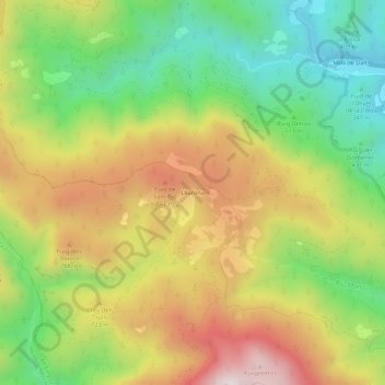 Topografische kaart Lliurona, hoogte, reliëf