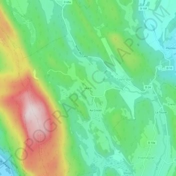 Topografische kaart Veyrin, hoogte, reliëf