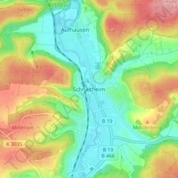 Topografische kaart Schnaitheim, hoogte, reliëf