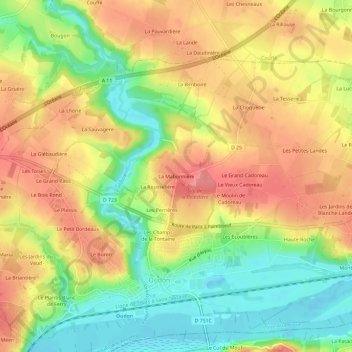 Topografische kaart La Mabonnière, hoogte, reliëf