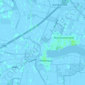 Topografische kaart Westdijk, hoogte, reliëf