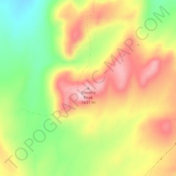 Topografische kaart Stevens Peak, hoogte, reliëf