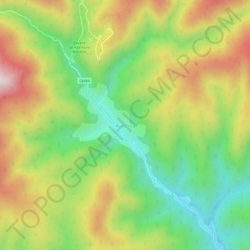Topografische kaart Rușchița, hoogte, reliëf