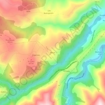 Topografische kaart Moure, hoogte, reliëf