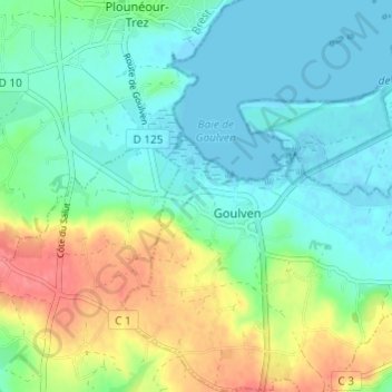 Topografische kaart Ty Poas, hoogte, reliëf