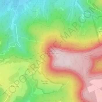 Topografische kaart Dreifürstenstein, hoogte, reliëf