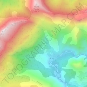 Topografische kaart Chasteuil, hoogte, reliëf