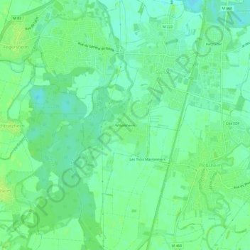 Topografische kaart Wibolsheim, hoogte, reliëf