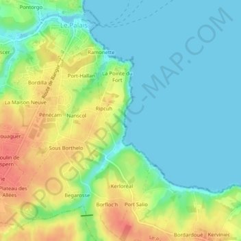 Topografische kaart Stang Eun Datte, hoogte, reliëf