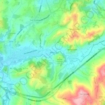 Topografische kaart Mulino, hoogte, reliëf