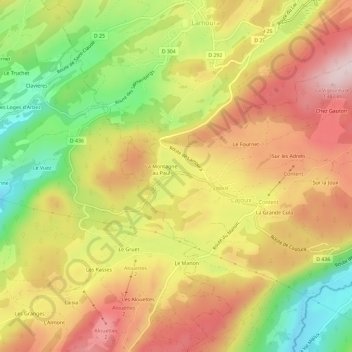 Topografische kaart Petite Joux, hoogte, reliëf