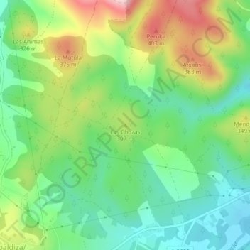 Topografische kaart Las Chozas, hoogte, reliëf