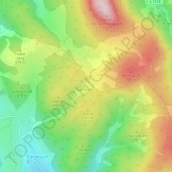 Topografische kaart Oberes Arntal, hoogte, reliëf