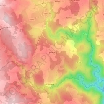 Topografische kaart Sentenac, hoogte, reliëf