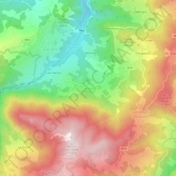 Topografische kaart Fontanaluccia, hoogte, reliëf