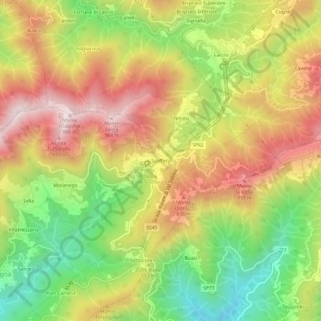 Topografische kaart Scoffera, hoogte, reliëf