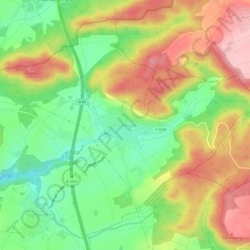 Topografische kaart Trichtingen, hoogte, reliëf