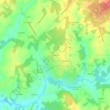 Topografische kaart La Lande, hoogte, reliëf