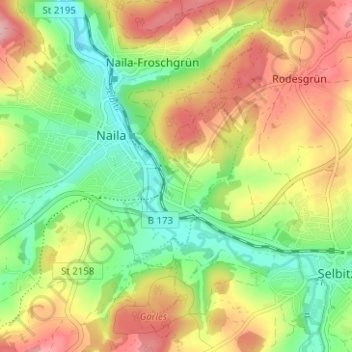 Topografische kaart Linden, hoogte, reliëf