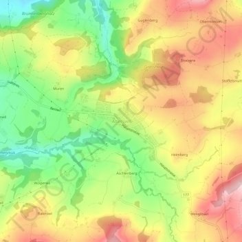 Topografische kaart Alterswil, hoogte, reliëf