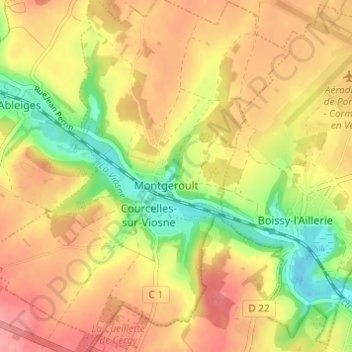Topografische kaart La Croix Verdeau, hoogte, reliëf