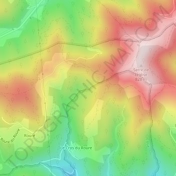 Topografische kaart Fontreyde, hoogte, reliëf