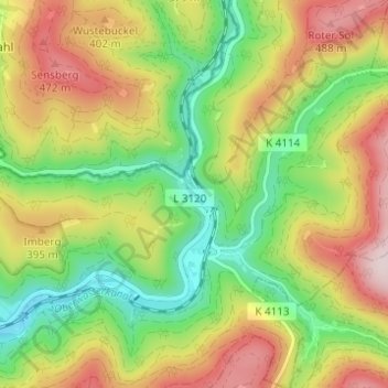 Topografische kaart Gaimühle, hoogte, reliëf