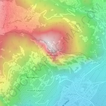 Topografische kaart Sommet de l'Ardève, hoogte, reliëf