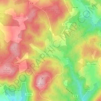 Topografische kaart Lontrade, hoogte, reliëf